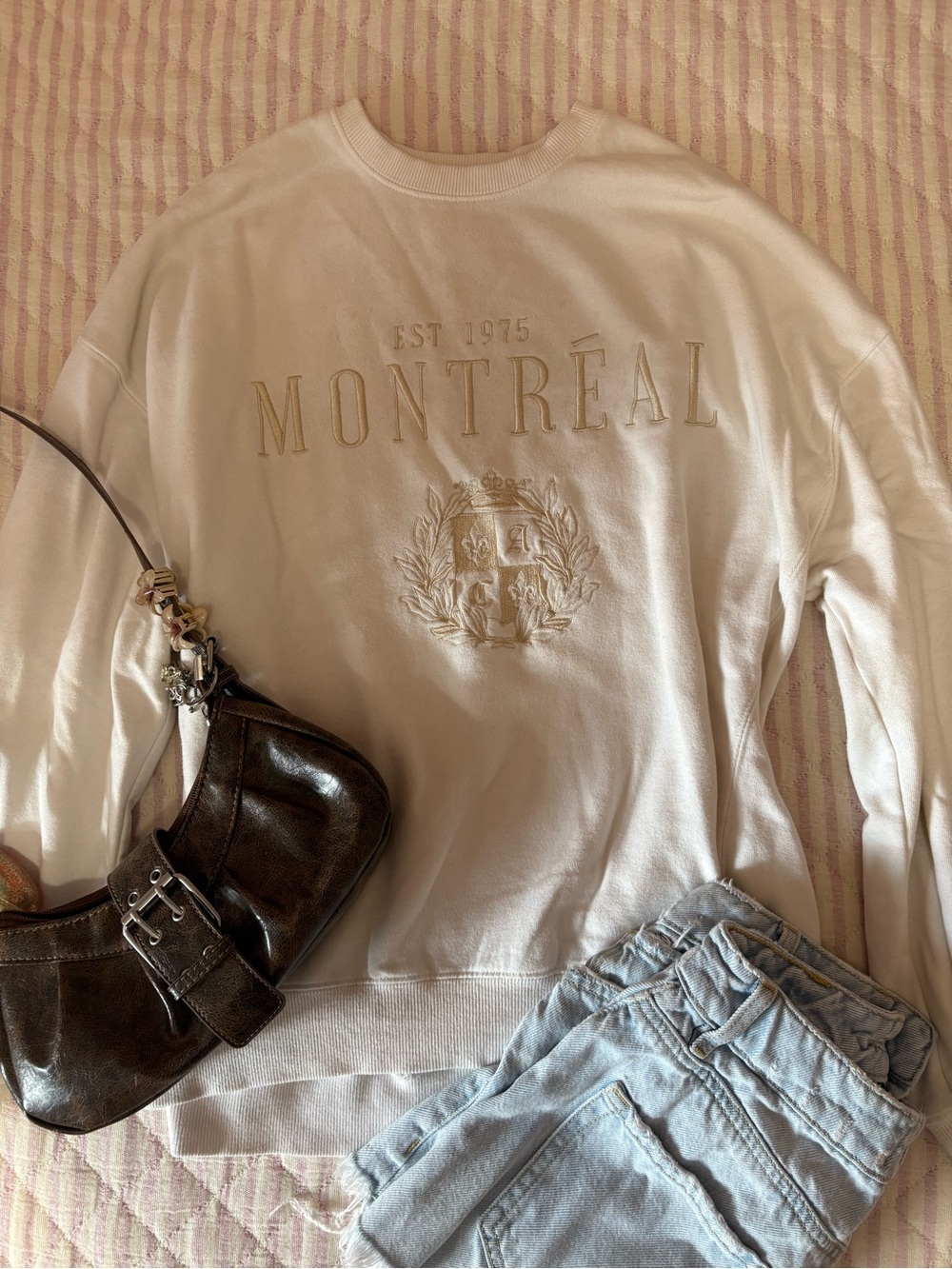 Garage Cream Oversized Crewneck Montreal Logo Graphic Sweater